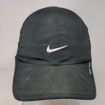 Nike Dri-Fit Strapback Hat Black One Size Embroidered Swoosh Logo Featherlight