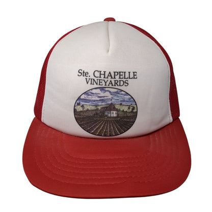 Ste. Chapelle Vineyards Snapback Trucker Hat Red One Size Adjustable Mesh Back