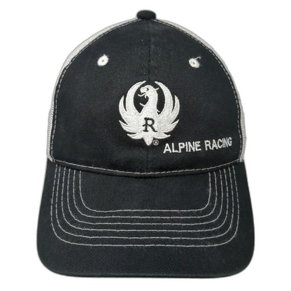 Ruger Trucker Hat Black OSFM Alpine Racing Mesh Snapback Logo Contrast Stitch