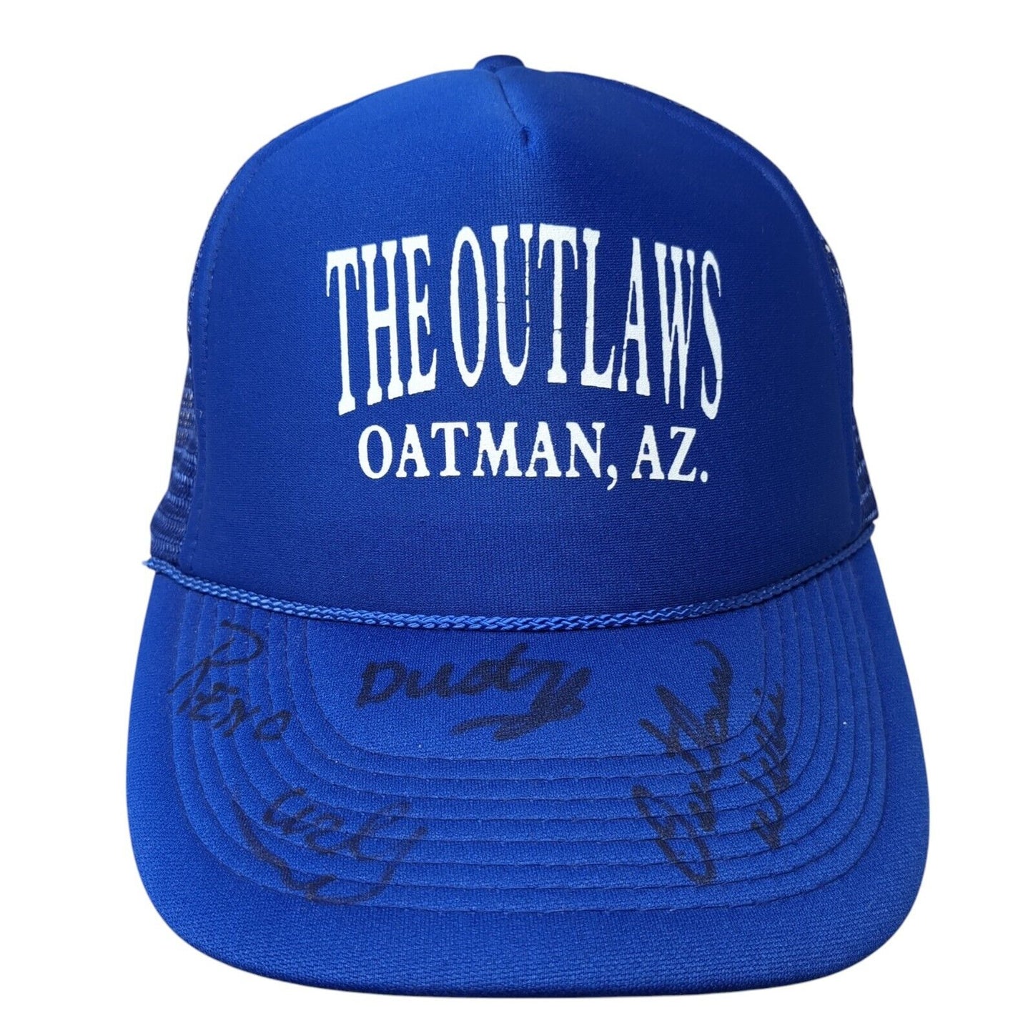 The Outlaws Oatman AZ Snapback Trucker Hat Blue One Size Mesh Back