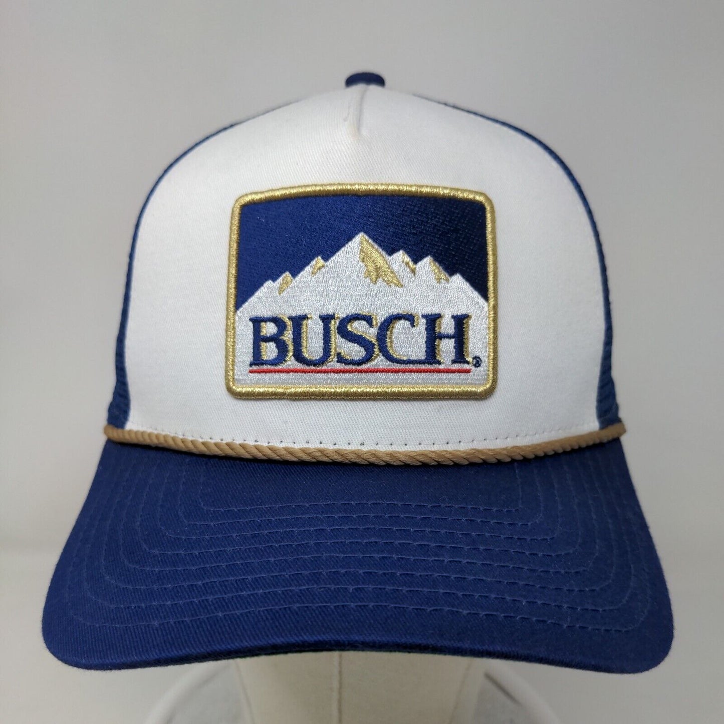 New Era NASCAR Men's Snapback Mesh Back Trucker Hat Blue Busch Logo Rope 9Forty