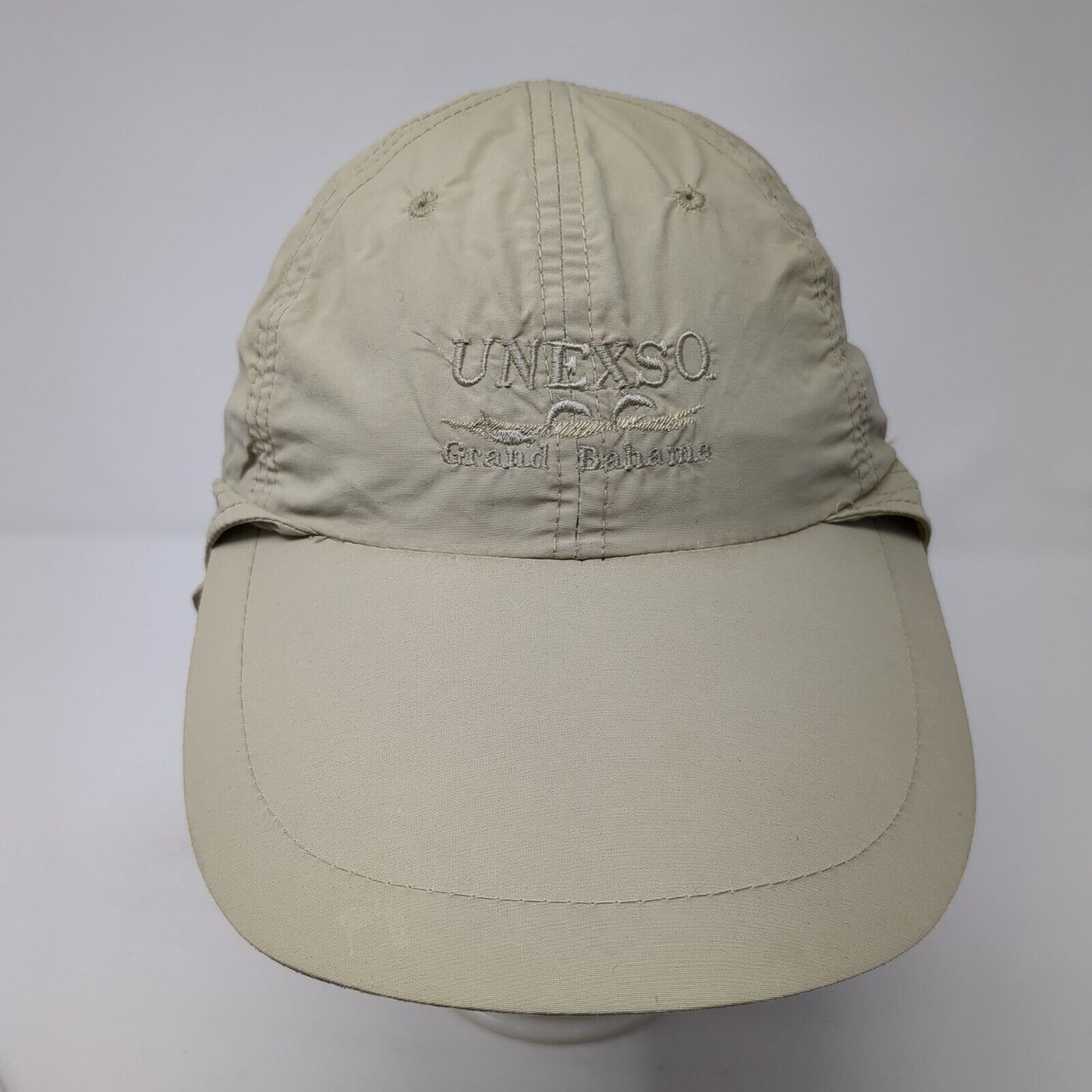 UNEXSO Grand Bahama Toggle Back Hat Tan One Size Adjustable Neck Flap