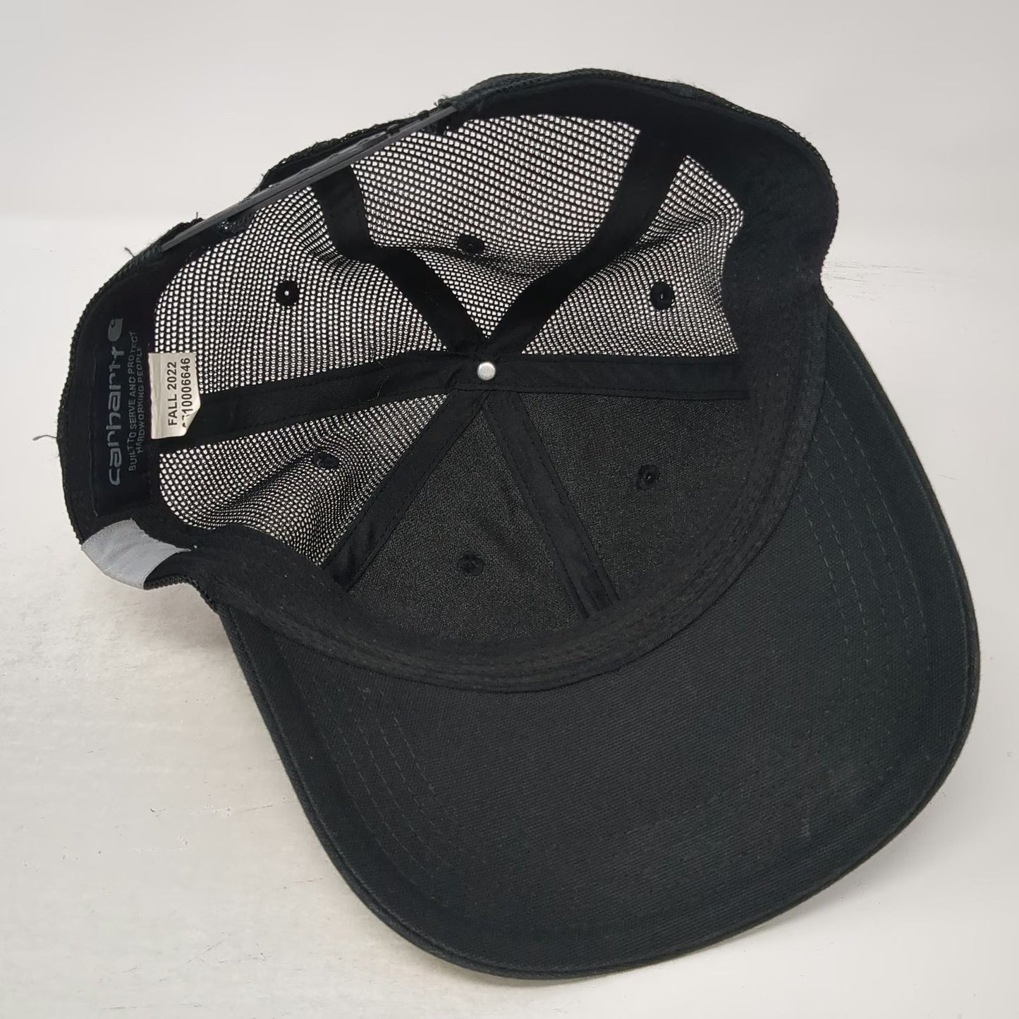 Carhartt Trucker Hat Black One Size Mesh Snapback Force Sweatband Logo Work Cap