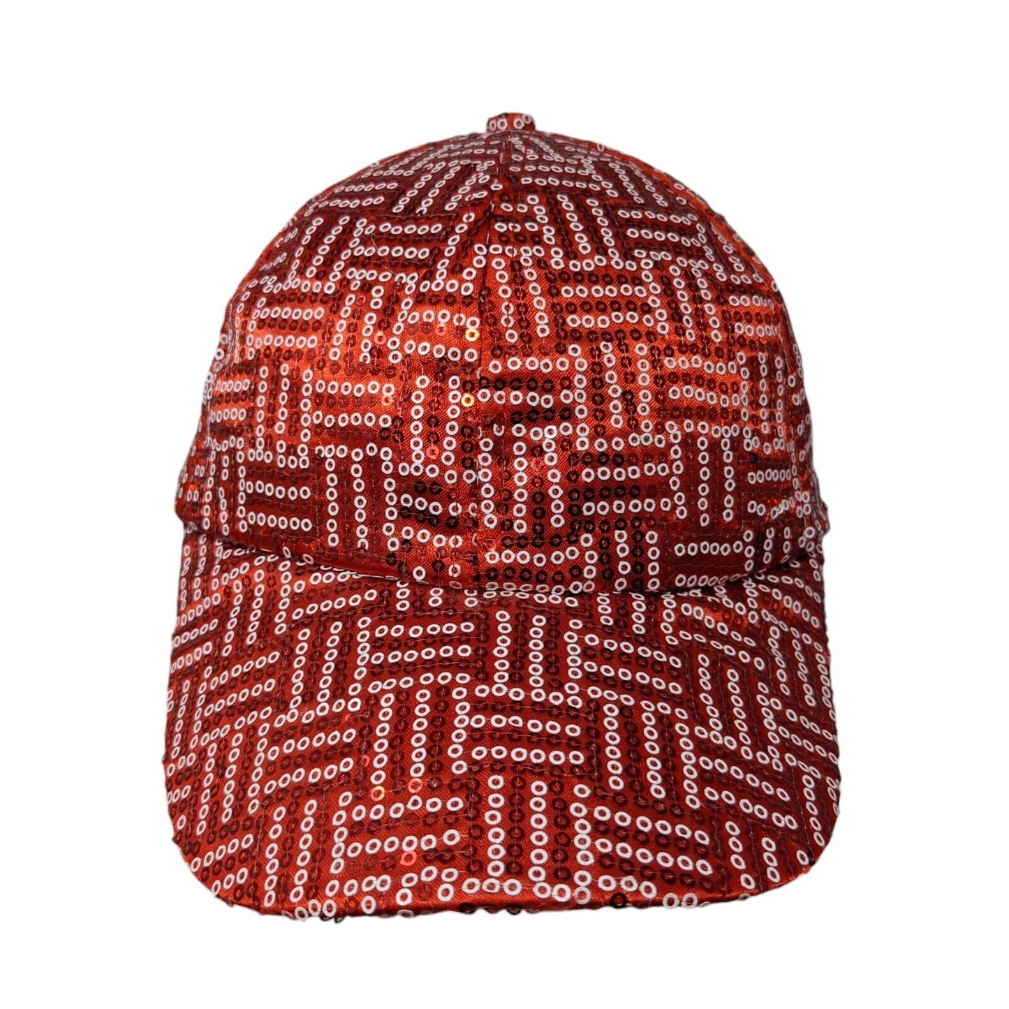 Unbranded Strapback Hat Red One Size Adjustable Bedazzled Sequin Polyester