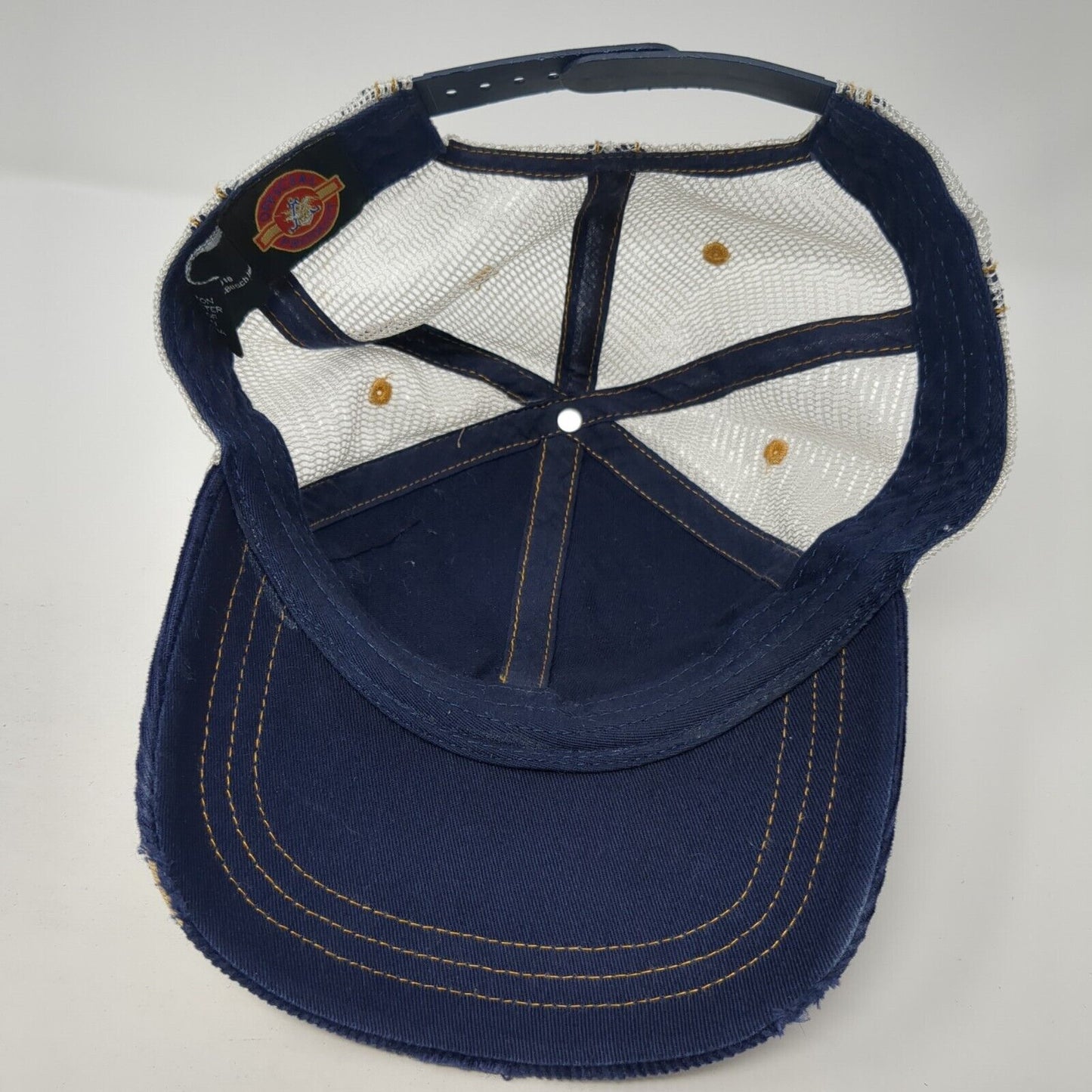 Budweiser Snapback Trucker Hat Blue One Size Adjustable Mesh Back Distressed