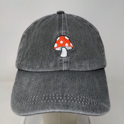 Mushroom Slideback Hat Gray One Size Embroidered Adjustable 6 Panel