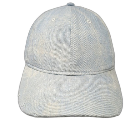 Express Baseball Cap Blue OSFM Distressed Denim Slideback Hat Plain Light Wash
