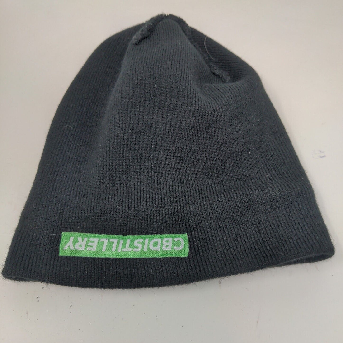 CBDistillery Men's Knit Beanie Hat Black Patch Logo 100% Acrylic