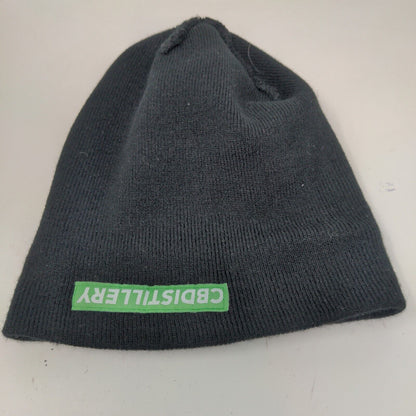 CBDistillery Men's Knit Beanie Hat Black Patch Logo 100% Acrylic