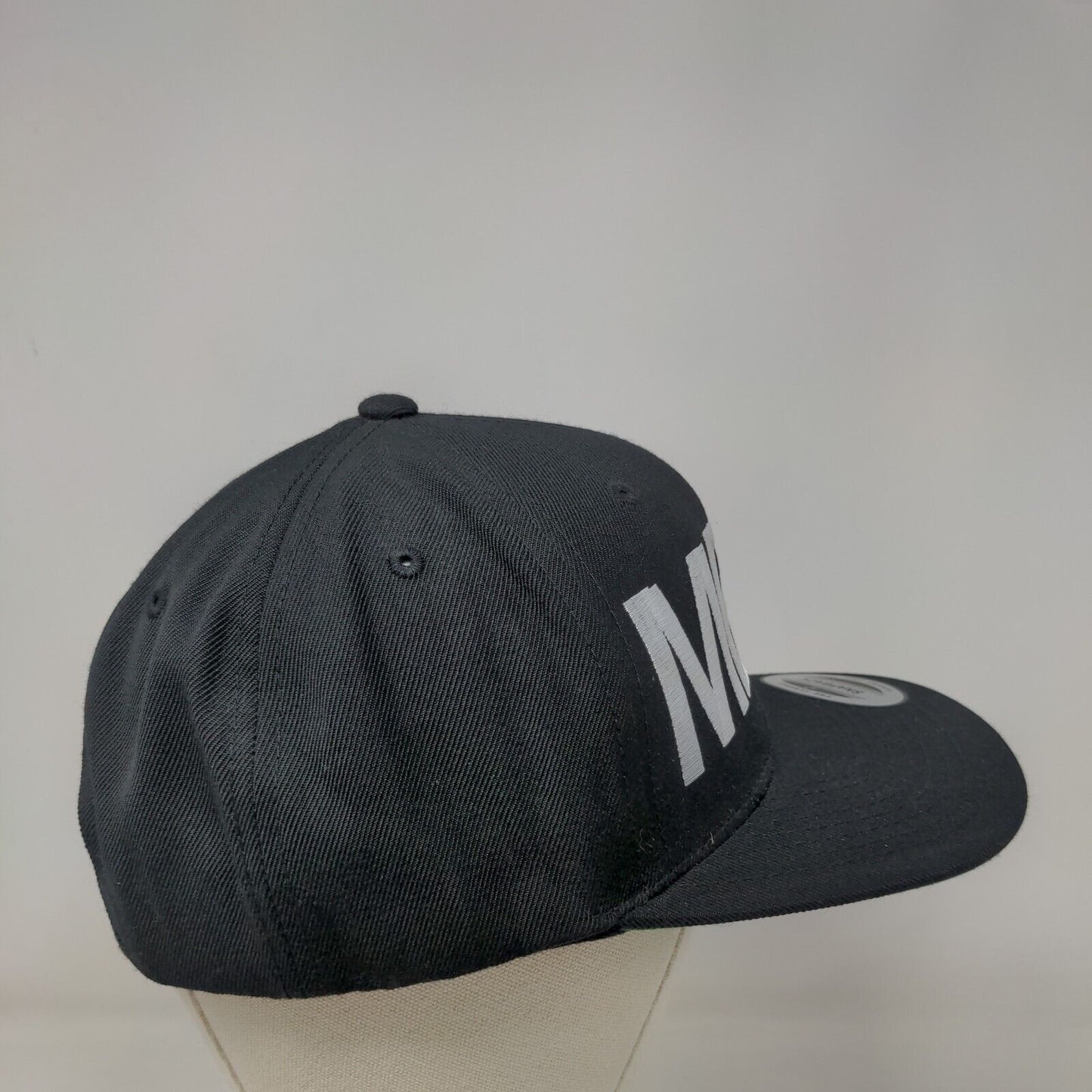 MBS Snapback Hat Black One Size Embroidered Adjustable 6 Panel Lids
