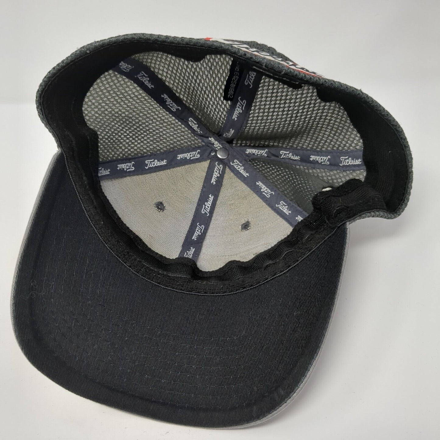 Titleist FJ Pro V1 Fitted Mesh Back Golf Hat Gray S-M New Era 6 Panel