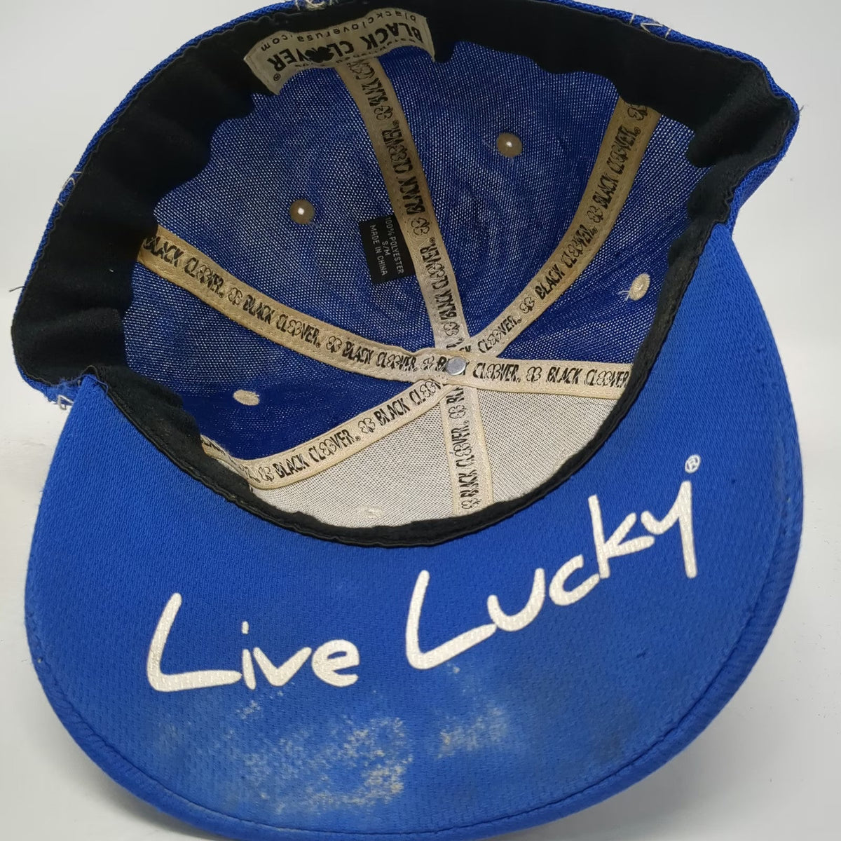 Black Clover Baseball Cap Blue M Stretch Fit Logo Live Lucky Performance Hat