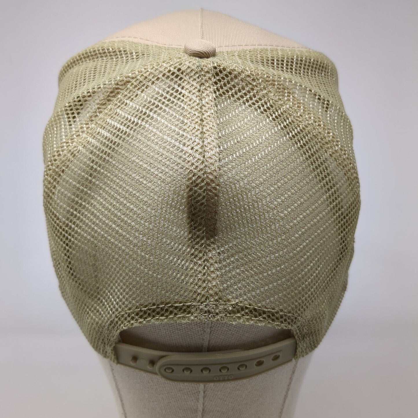 Garden-Ellis Equipment Snapback Trucker Hat Tan OS Adjustable Mesh Back Otto