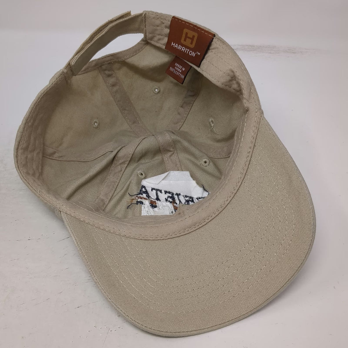 Harriton Baseball Cap Hat Beige One Size Murrieta California Strapback Cotton