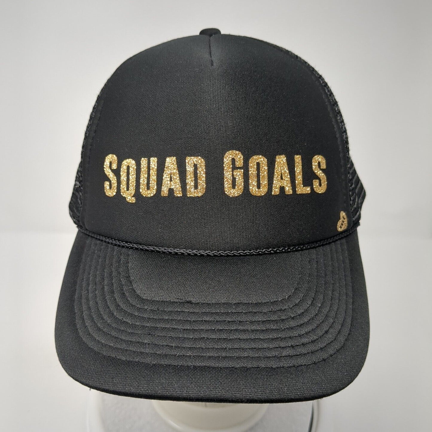 Squad Goals Snapback Rope Trucker Hat Black One Size Mesh Back Solid
