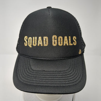Squad Goals Snapback Rope Trucker Hat Black One Size Mesh Back Solid