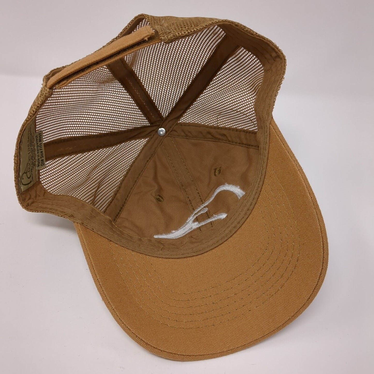 Duck Unlimited Strapback Trucker Hat Brown OS Adjustable Mesh Back Outdoor Cap