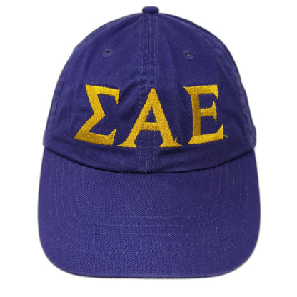 Purple Yellow Baseball Cap One Size Slideback SAE Sigma Alpha Epsilon Hat Cotton