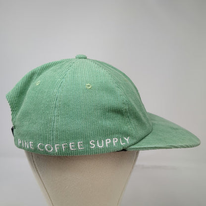 Pine Coffee Supply Baseball Cap Green One Size Corduroy Skull Mug Strapback Hat