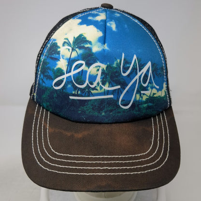 Billabong Trucker Hat Blue OSFM Sea Ya Photo Print Mesh Snapback Contrast Hat