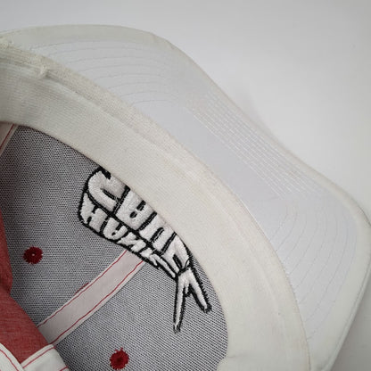 Hank Sauce Snapback Hat Red One Size White Flat Brim Fish Logo Fishing Surf