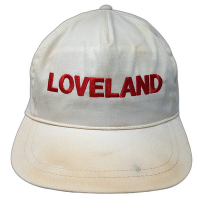 Trucker White Hat One Size Red Loveland Embroidery Rope Detail Slideback Cap
