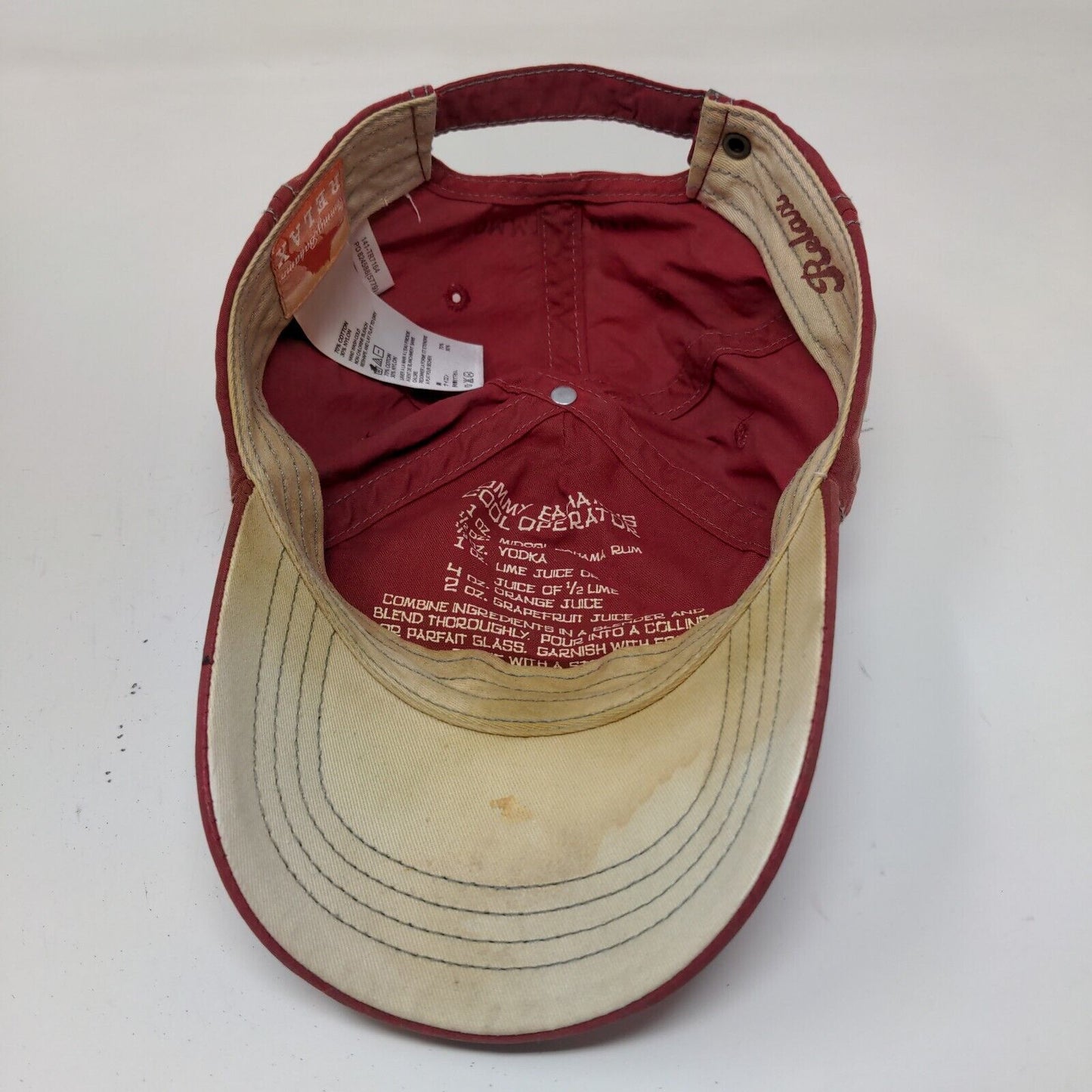 Tommy Bahama Relax Men's Slideback Hat Red Adjustable Cotton Nylon Graphic Logo