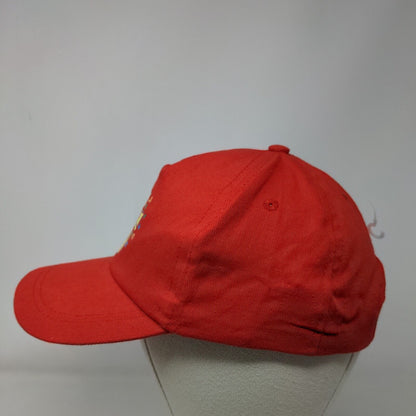 Cross Strapback Hat Red One Size Adjustable 5 Panel Cotton Oriental Trading