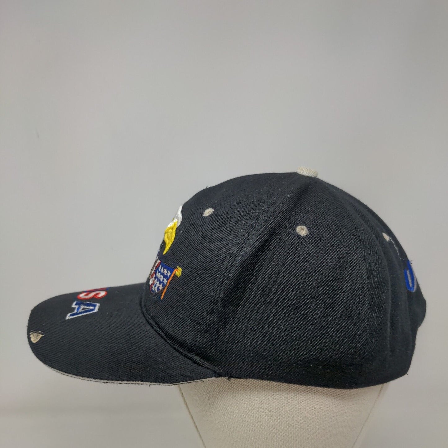 VFW USA Eagle Strapback Hat Black One Size Embroidered Vent Holes