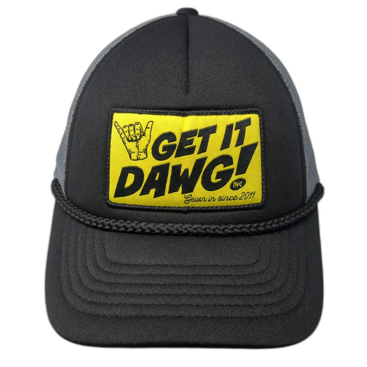 Richardson Trucker Hat Black One Size Get It Dawg Patch Mesh Back Snapback Rope