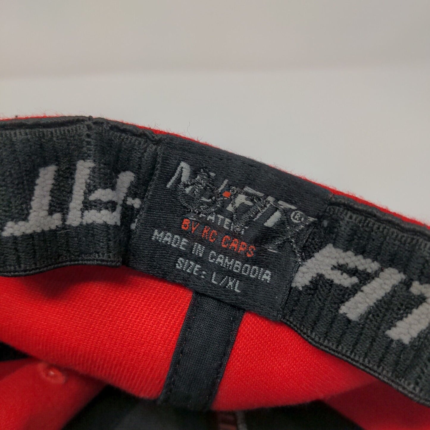 Rx Fitted Hat Red Large/XL Nu-Fit Embroidered Solid 6 Panel KC Caps