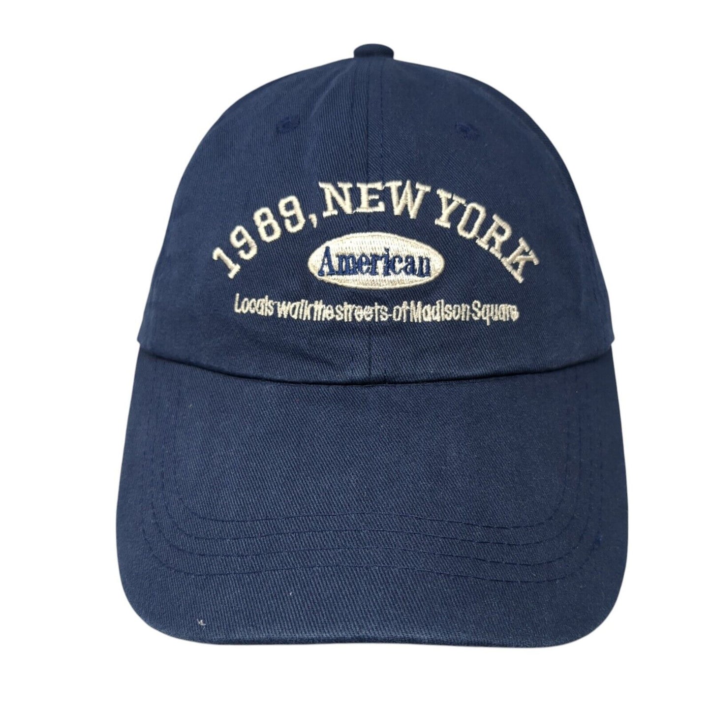 American 1989 New York Slideback Hat Blue One Size Embroidered Shenghe
