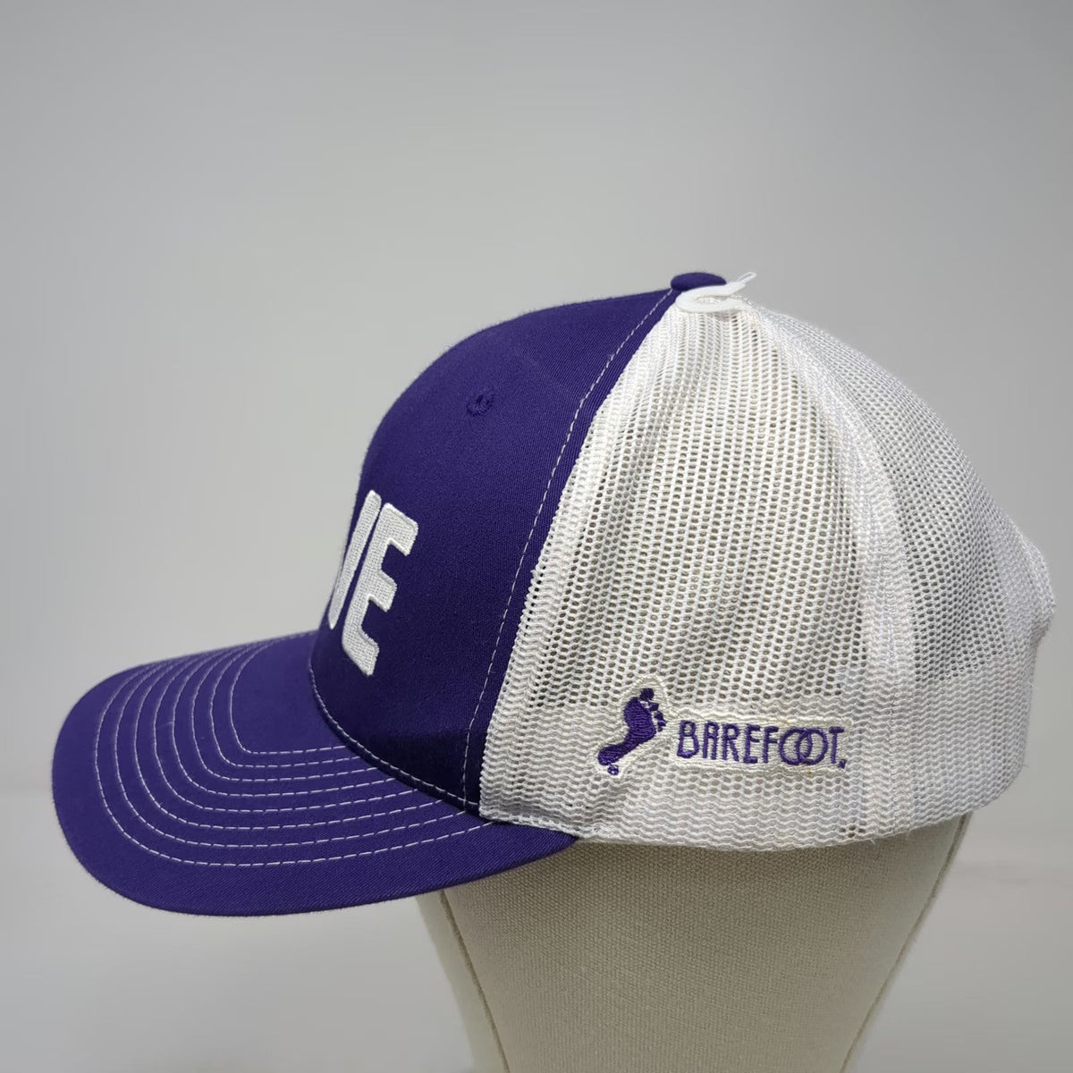 Richardson Trucker Hat Purple White One Size Rainbow Love Barefoot Logo Mesh