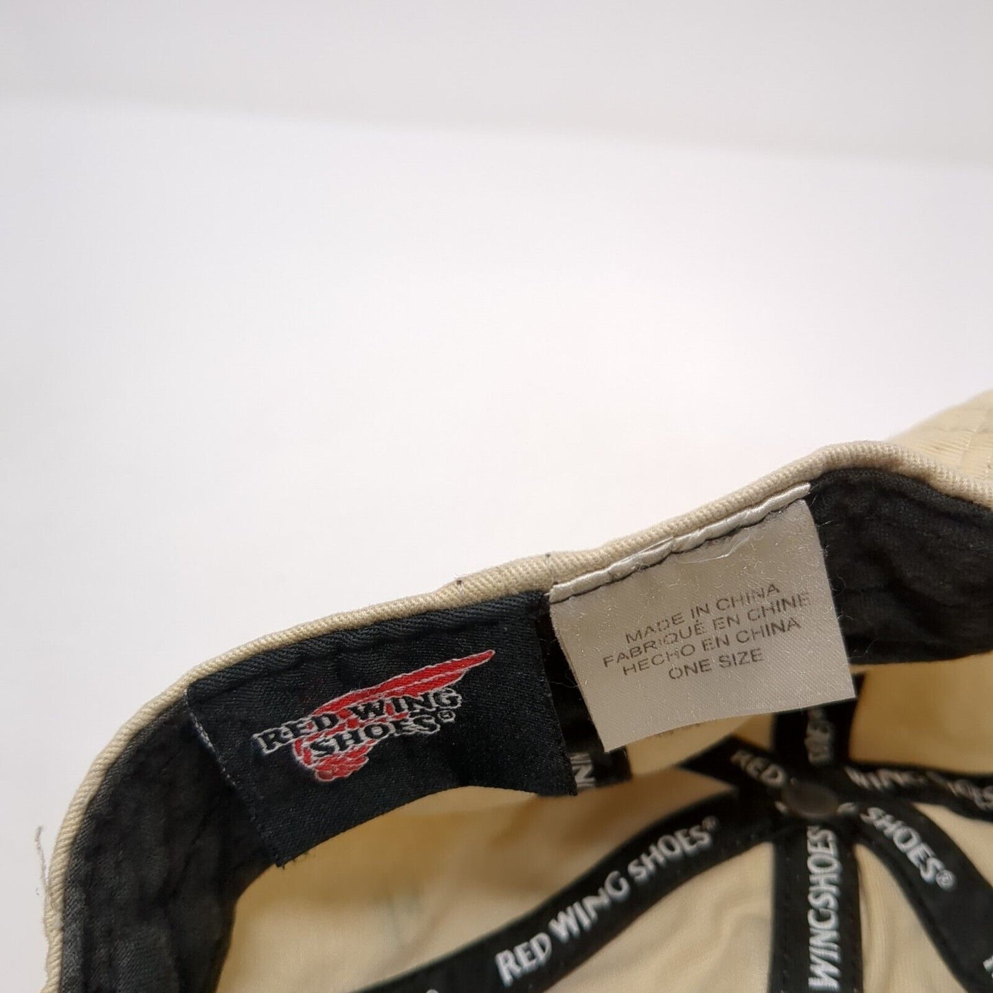 Red Wing Shoes Strapback Hat Tan One Size Adjustable Embroidered 6 Panel Cotton