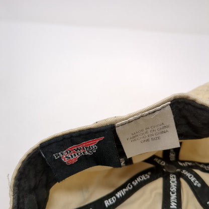 Red Wing Shoes Strapback Hat Tan One Size Adjustable Embroidered 6 Panel Cotton