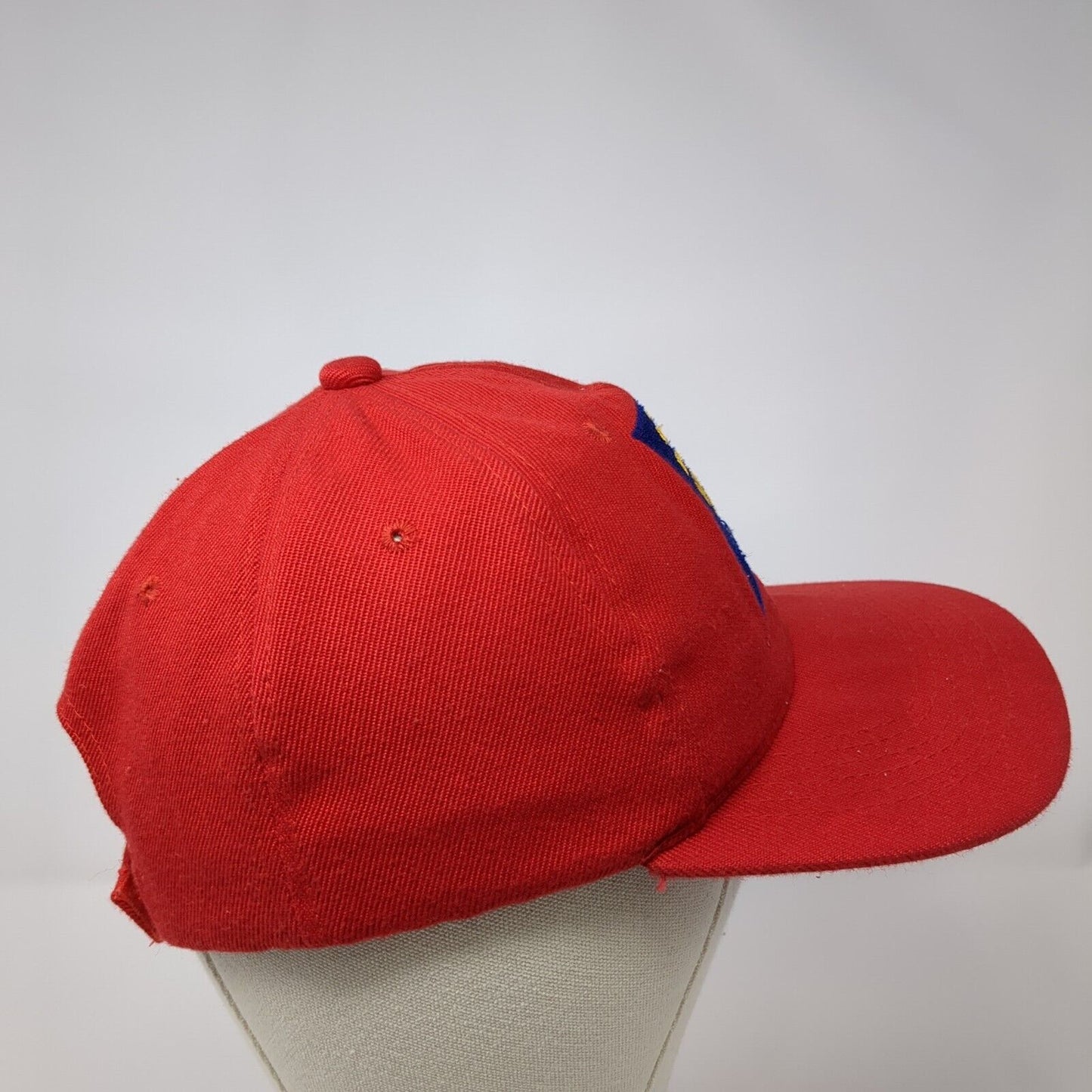 Unbranded Strapback Hat Red One Size Adjustable Embroidered Logo Solid