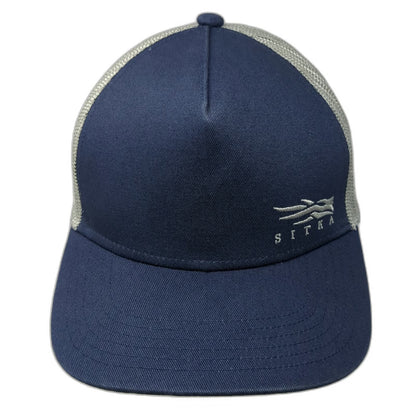 Sitka Trucker Hat Blue One Size Snapback Mesh Mid Profile Embroidered Logo