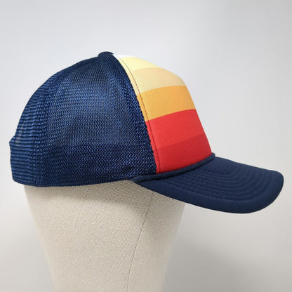 TSheets Trucker Hat Blue One Size Retro Stripe Foam Mesh Snapback