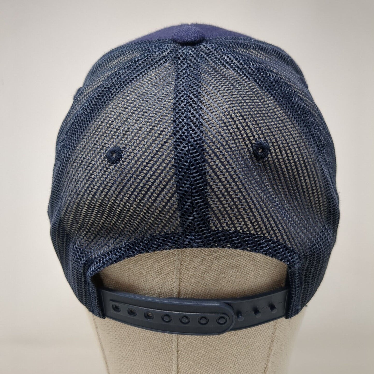 Idaho Leather Patch Trucker Hat Blue One Size Mesh Back Branded Bills