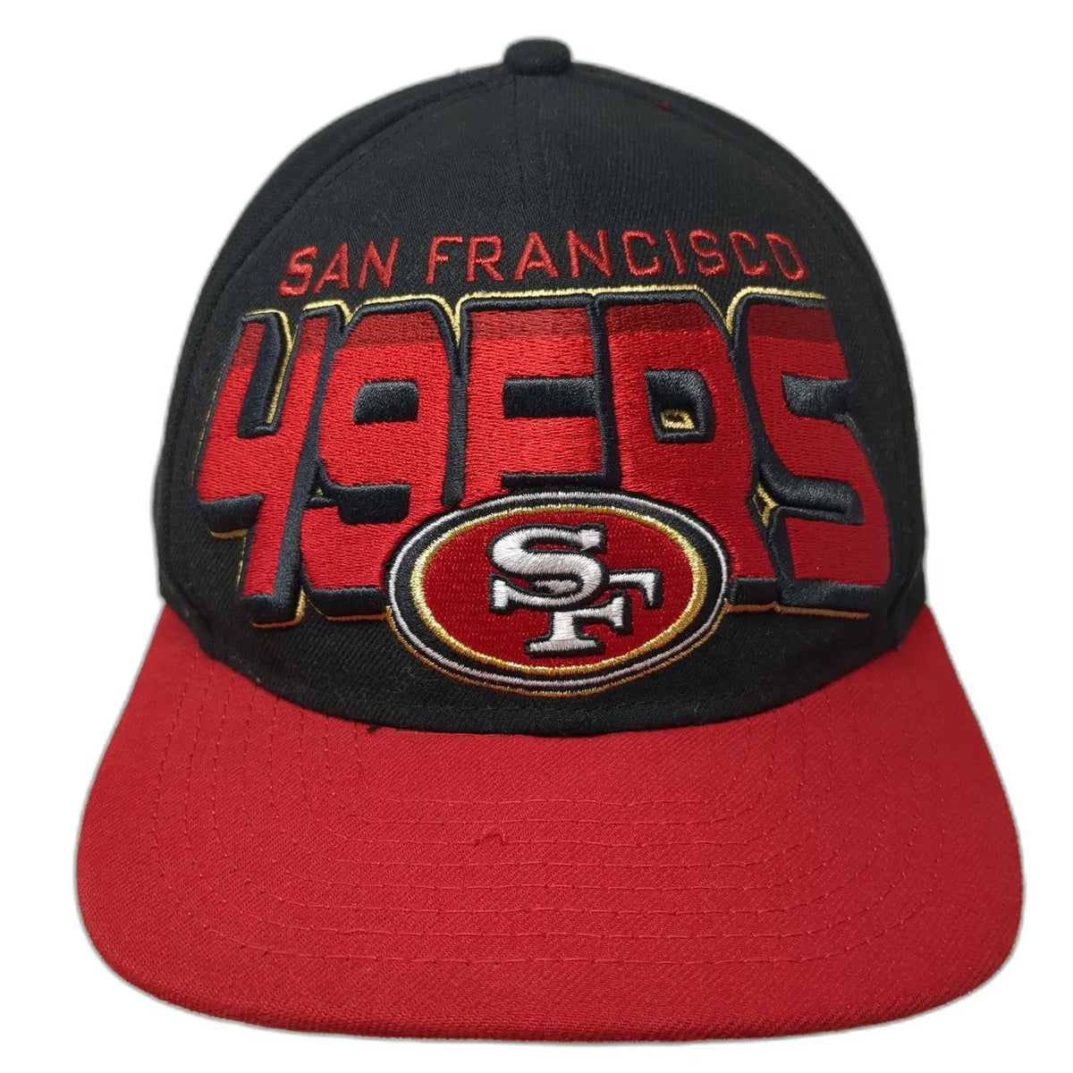 New Era NFL San Francisco 49ers Snapback Hat Black Red One Size Gold Undervisor