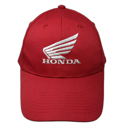 Otto Snapback Red One Size Hat Embroidered Honda Wing Logo Curved Brim Racing