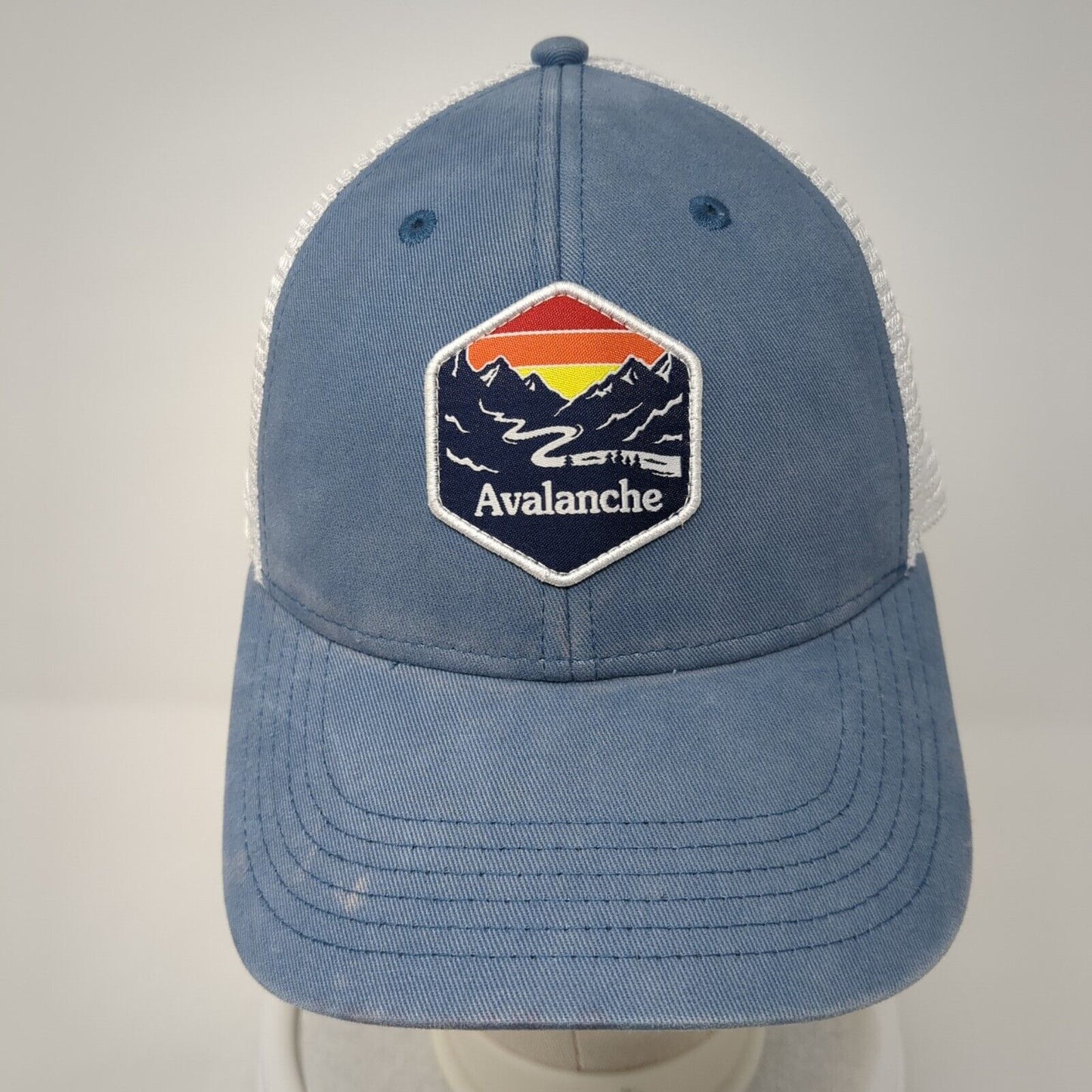 Avalanche Patch Snapback Trucker Hat Blue One Size Mesh Back Adjustable