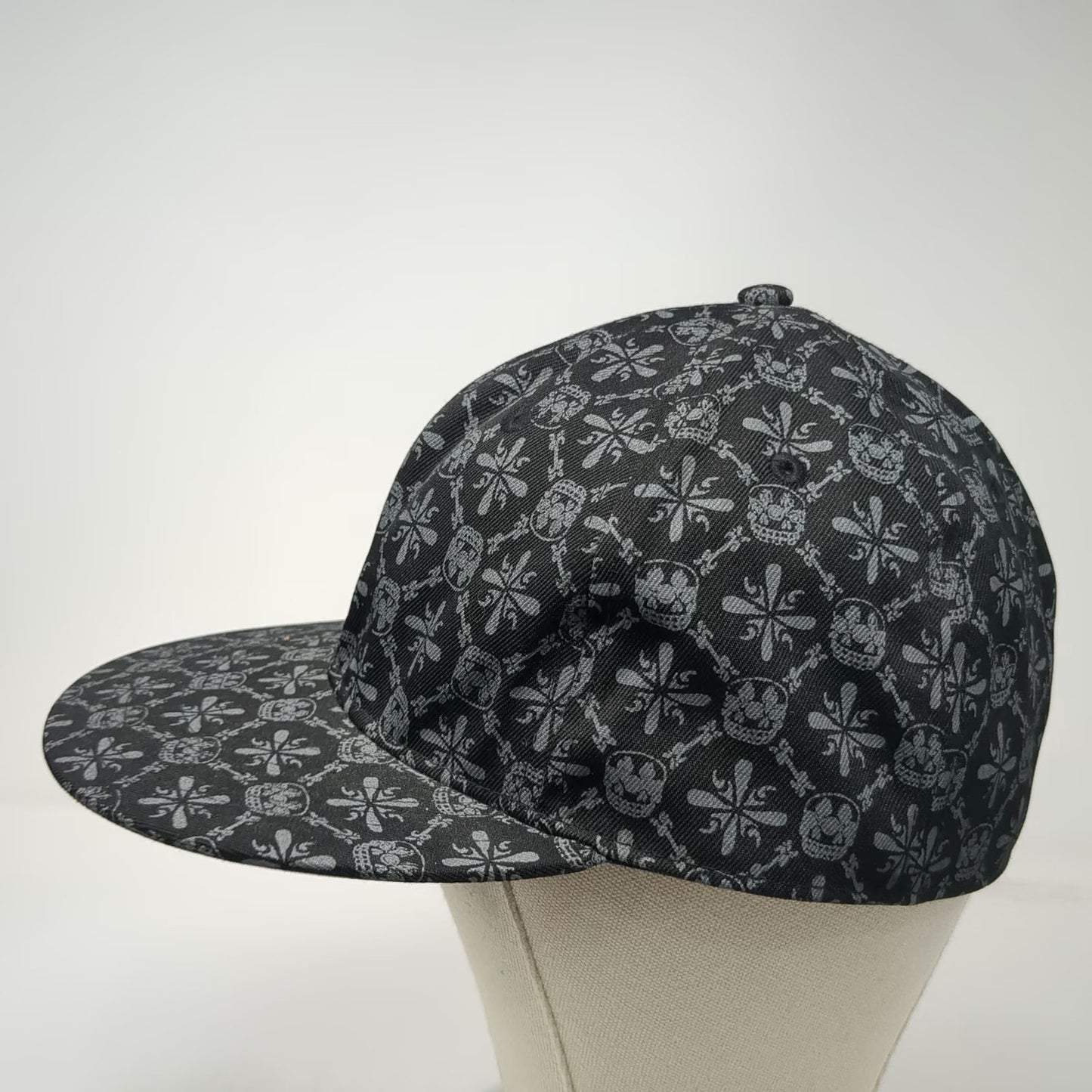 oneballjay Baseball Cap Black 7 1/8 All Over Skull Cross Print Fitted Hat