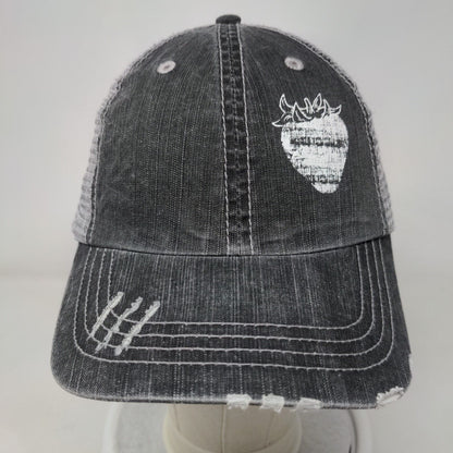 Strawberry Strapback Mesh Back Trucker Hat Gray OSFA Adjustable HG
