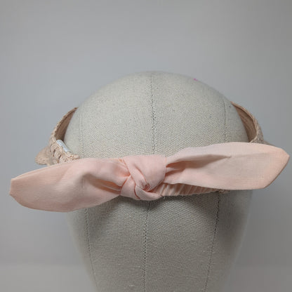 Unbranded Sun Visor Straw Hat Pink One Size Adjustable Bow Tie Lightweight