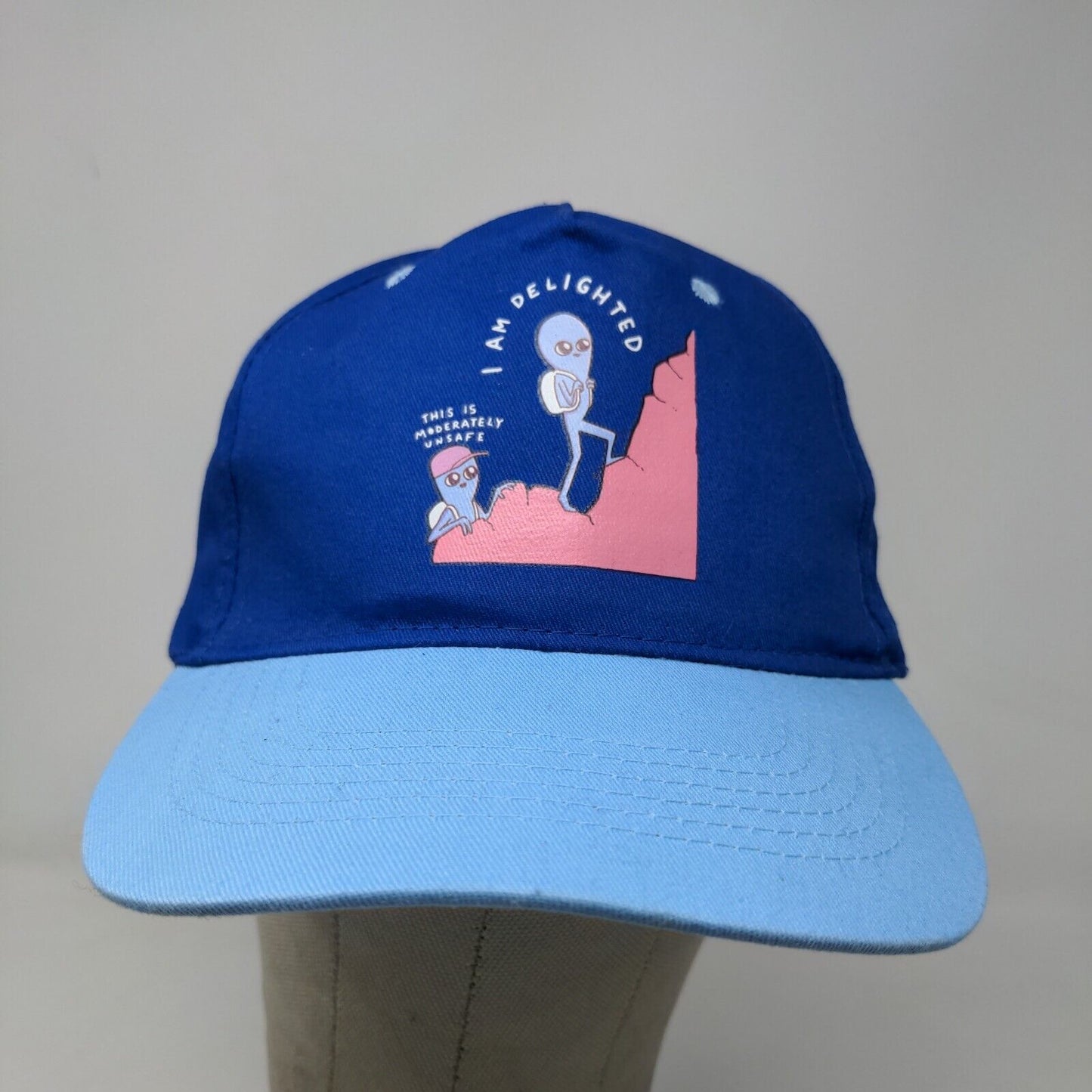 Strange Planet Men's Strapback Hat Blue Two Tone Graphic Logo Cotton Aliens