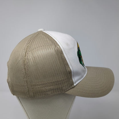 Bass Pro Shops Trucker Hat Beige White One Size Mesh Back Snapback Fish Logo