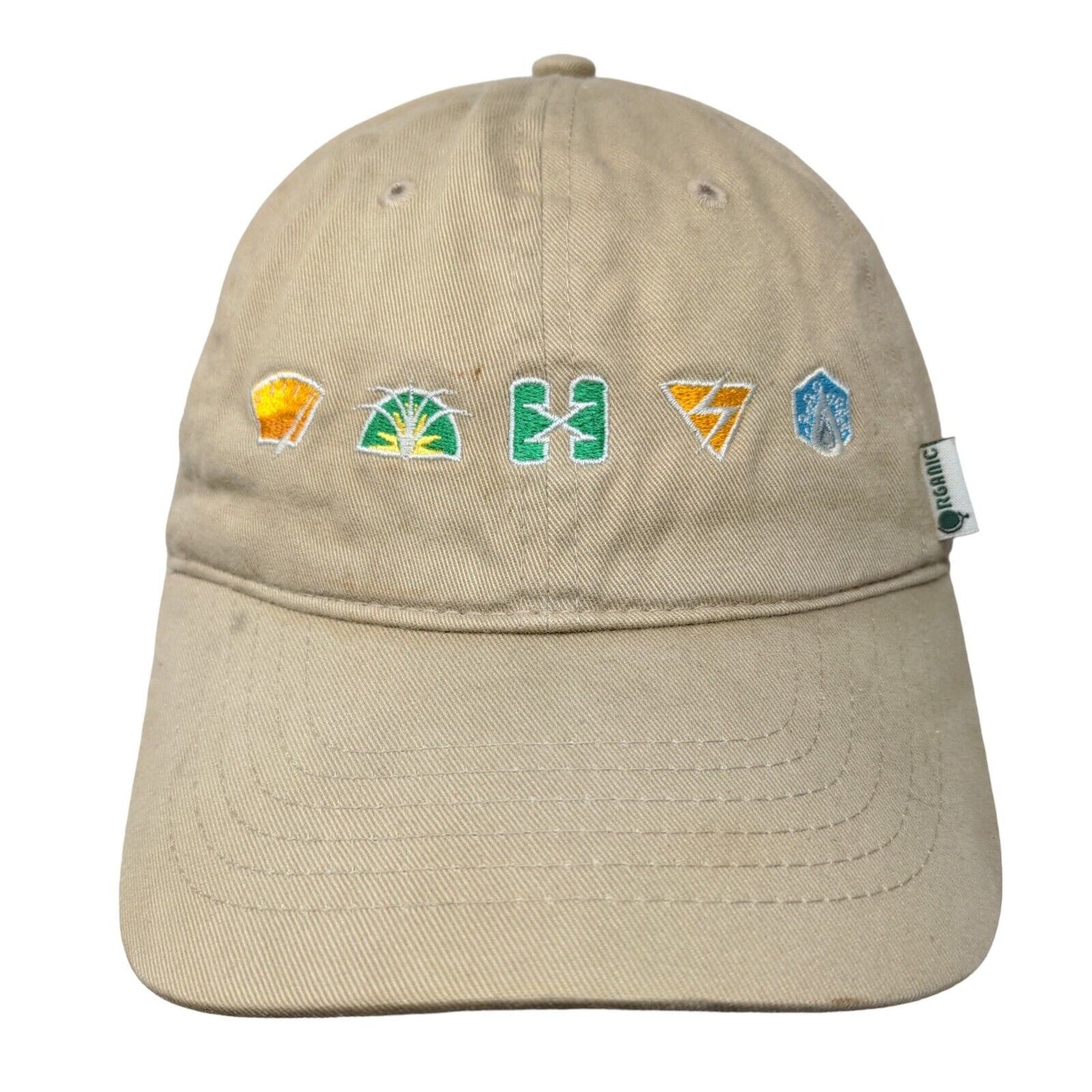 Organic Gas-Friendly To Gas-Free Strapback Hat Tan One Size Embroidered