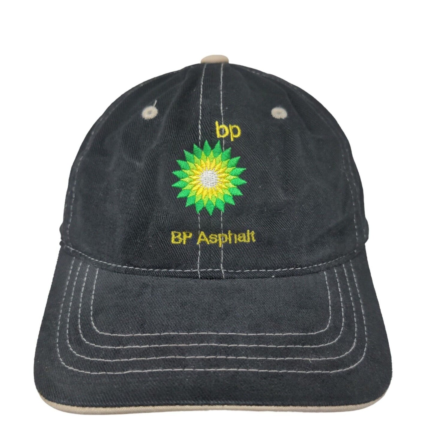 BP Asphalt Strapback Hat Black One Size Yupoong Embroidered 6 Panel