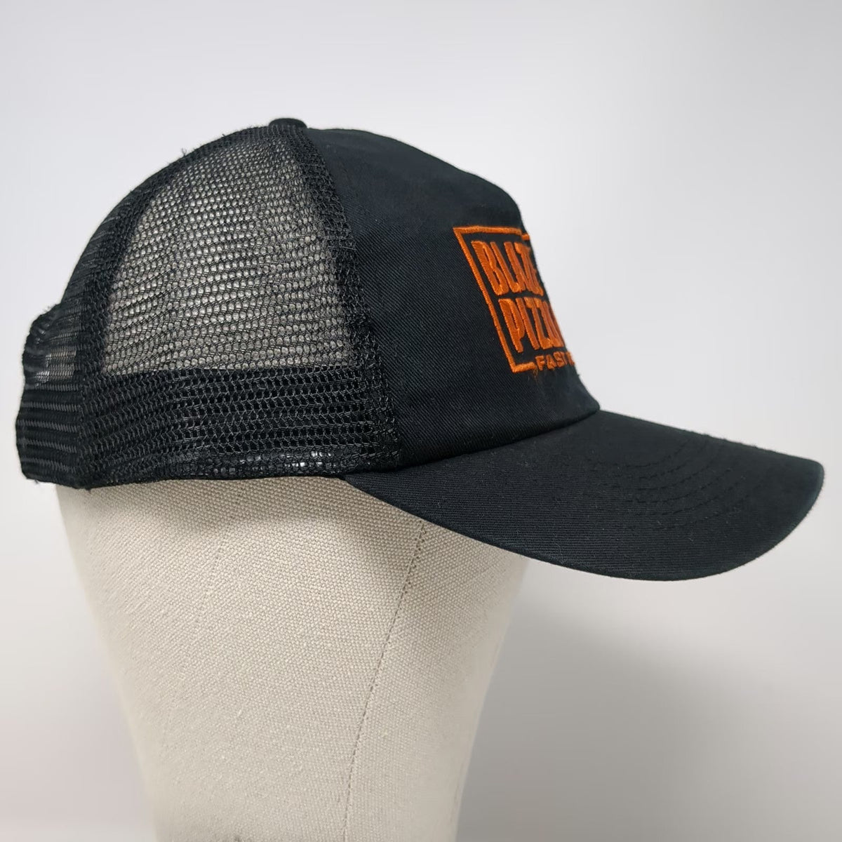 Hit Trucker Hat Black OSFM Blaze Pizza Fast Fire'd Snapback Mesh Back Logo Cap